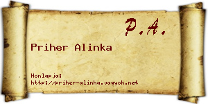 Priher Alinka névjegykártya